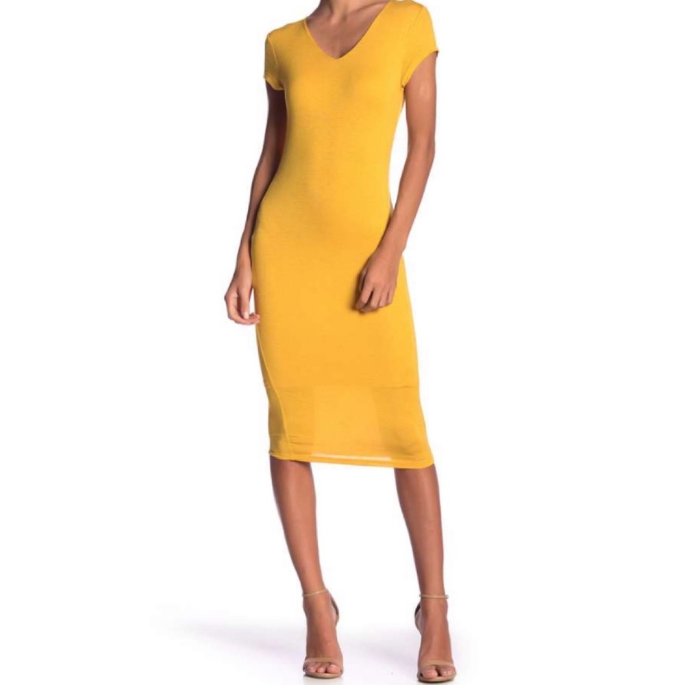 V-Neck Midi Dress Double-Lined M